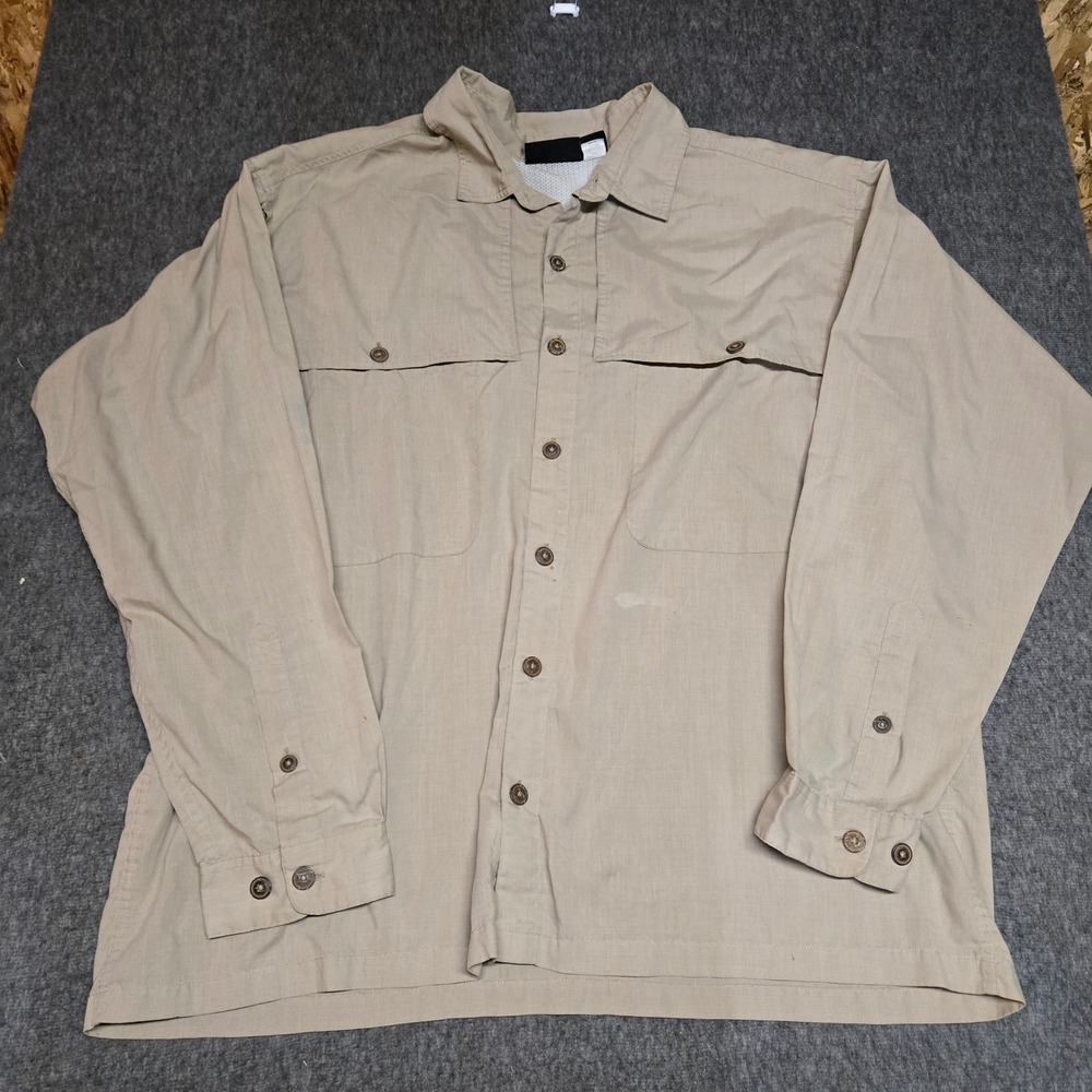 Vintage 90s Patagonia Fshing Shirt Mens XL Tan Long Sleeve Vented Mesh Hong Kong